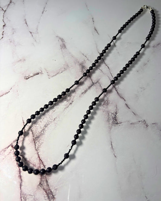 Naszyjnik Męski z Kamieni Naturalnych - Lawa Wulkaniczna oraz Turmalin