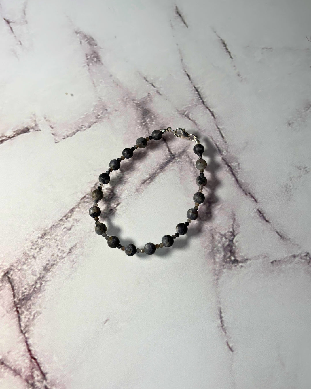 Elegancka Męska Bransoletka z Kamieni Naturalnych - Labradoryt Naturalny oraz Srebro 925