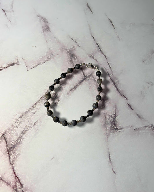 Elegancka Męska Bransoletka z Kamieni Naturalnych - Labradoryt Naturalny oraz Srebro 925