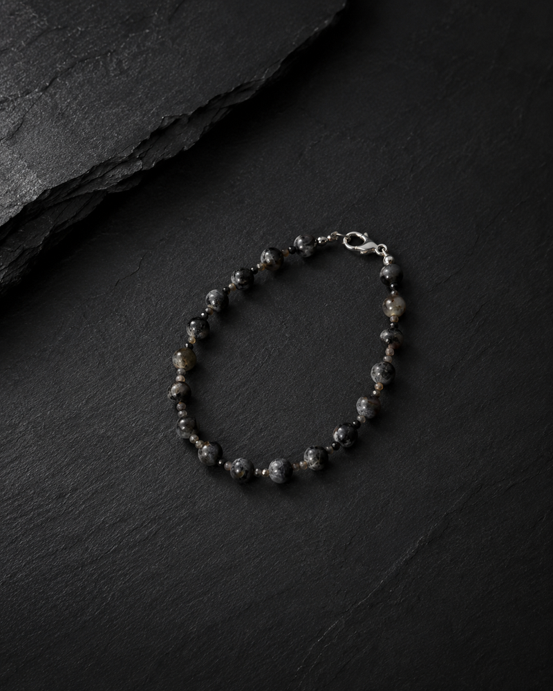 Elegancka Męska Bransoletka z Kamieni Naturalnych - Labradoryt Naturalny oraz Srebro 925
